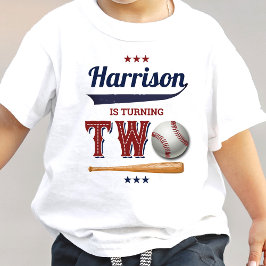 Camiseta Para Bebê Aniversário de 2 anos do Baseball Infantil