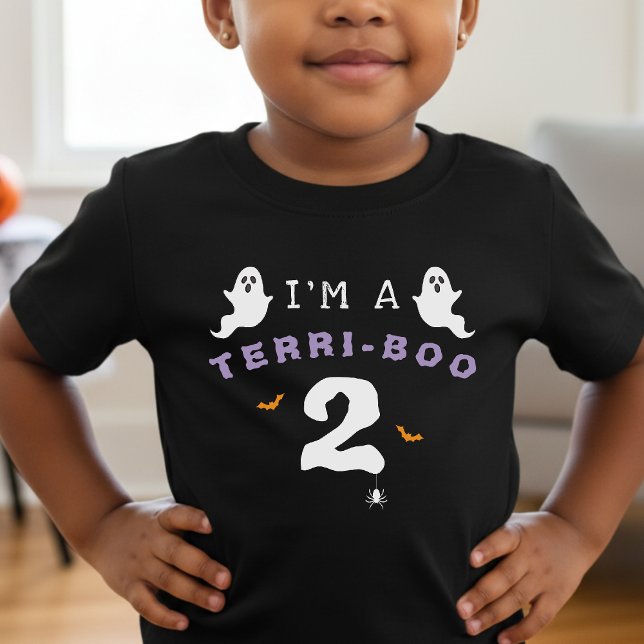 Camiseta Para Bebê Aniversário de 2 anos do Halloween Terri-Boo Dois  (Halloween 2nd Birthday Terri-Boo Twos Ghost Gothic Baby T-Shirt
)