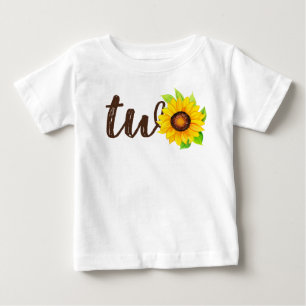 Camiseta Para Bebê Aniversário de 2 anos Girassol Duas Lindas Festas