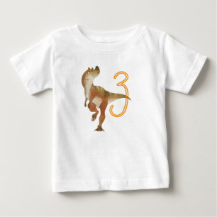 Camiseta Para Bebê Aniversário de 3 anos do Dinossauro