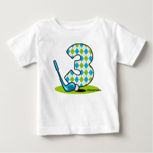 Camiseta Para Bebê Aniversário de 3 anos do golfe de Argyle