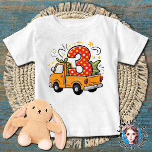 Camiseta Para Bebê aniversário de 3 anos Dump Truck