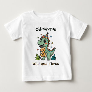 Camiseta Para Bebê Aniversário de 3 anos personalizado selvagem e de
