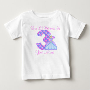 Camiseta Para Bebê aniversário de 3 anos Princess T-Shirt