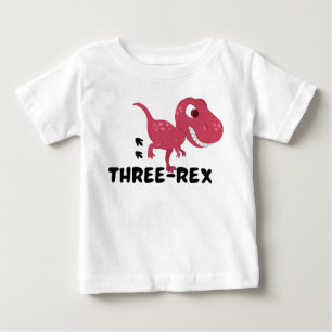 Camiseta Para Bebê aniversário de 3 anos TrêsRex