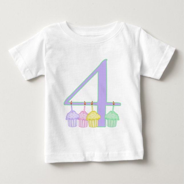 Camiseta Para Bebê Aniversário de 4 anos (Frente)
