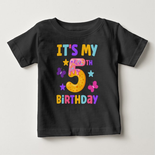 Camiseta Para Bebê Aniversário de 5 anos (Frente)