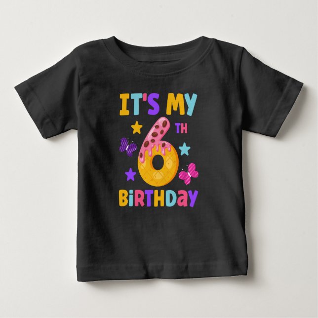 Camiseta Para Bebê Aniversário de 6 anos (Frente)