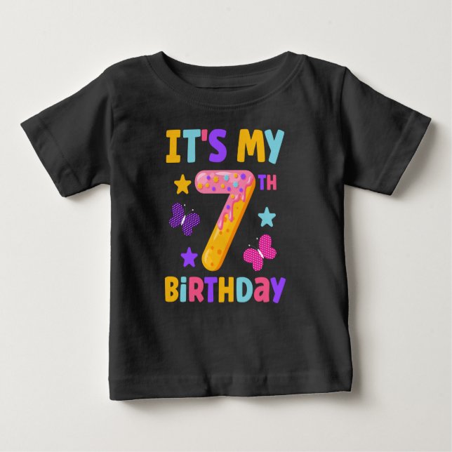 Camiseta Para Bebê Aniversário de 7 anos (Frente)