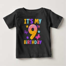 Camiseta Para Bebê Aniversário de 9 anos