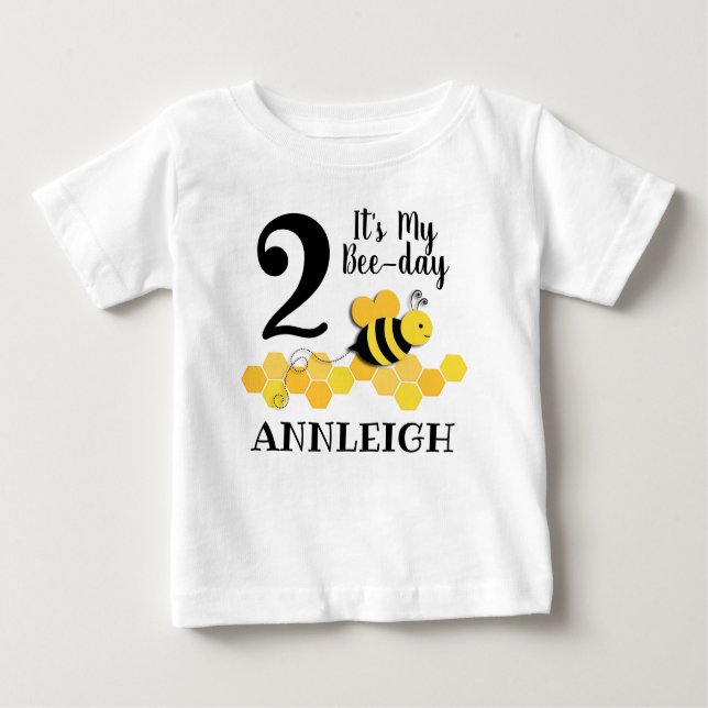 Camiseta Para Bebê Aniversário de Abelha-Dia do mel (Frente)
