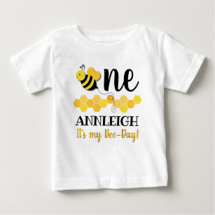 Camiseta Para Bebê Aniversário de Abelha-Dia do mel primeiro