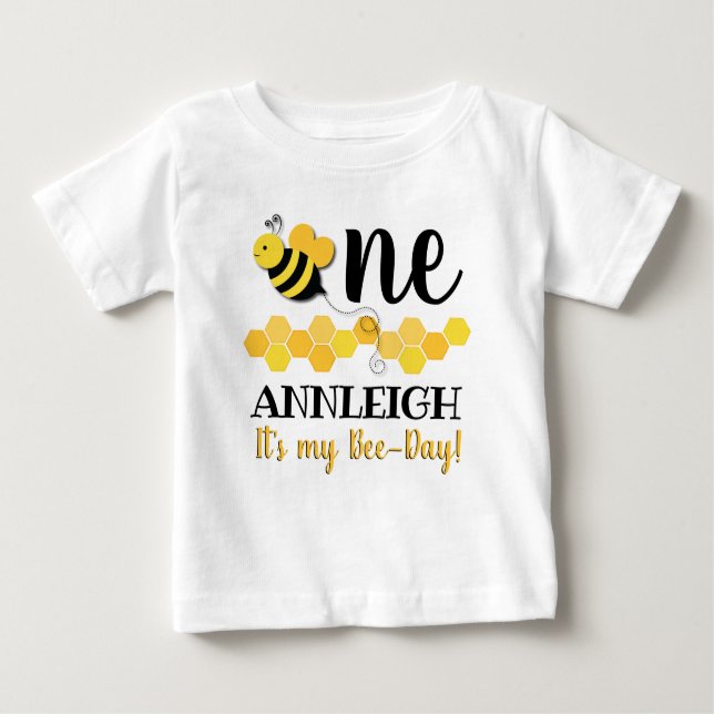 Camiseta Para Bebê Aniversário de Abelha-Dia do mel primeiro (Frente)