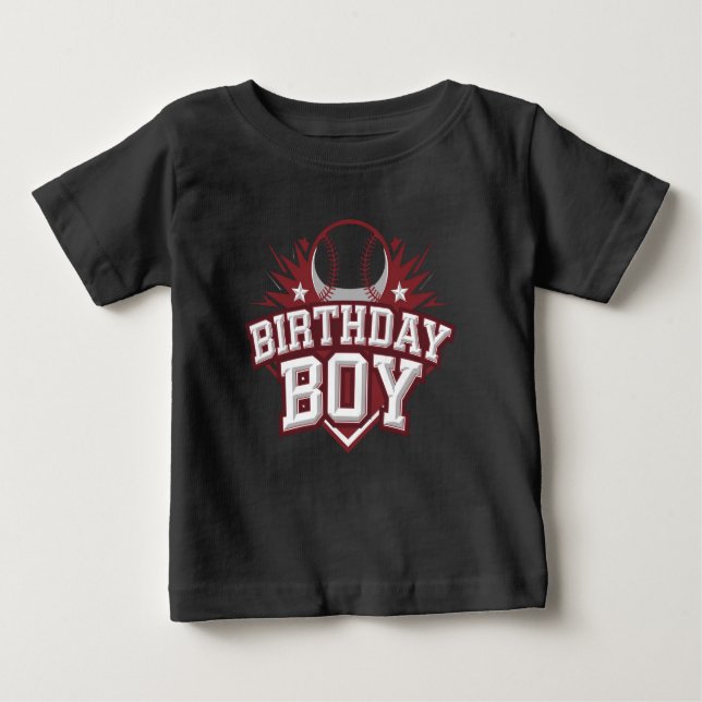 Camiseta Para Bebê Aniversário de Beisebol Marcante (Frente)