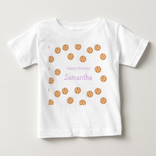 Camiseta Para Bebê Aniversário de biscoitos de chocolate (Frente)