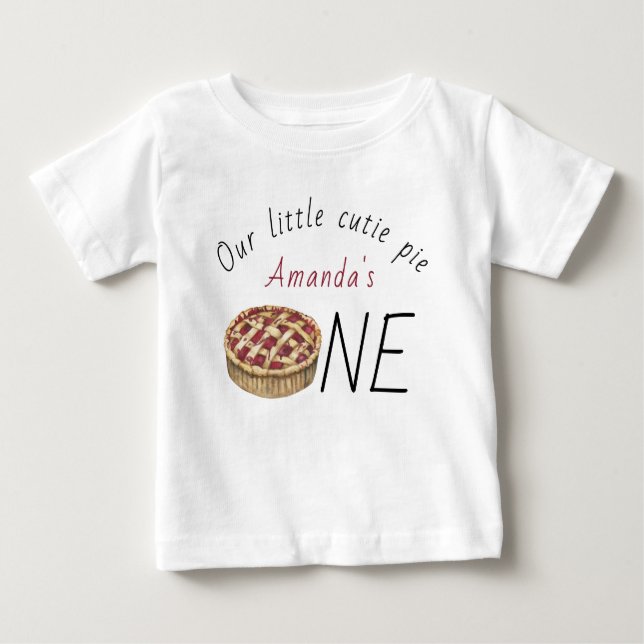 Camiseta Para Bebê Aniversário de criança de Pizza de Aquarela (Frente)