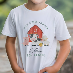 Camiseta Para Bebê Aniversário de Crianças com Animais de Fazenda Fof