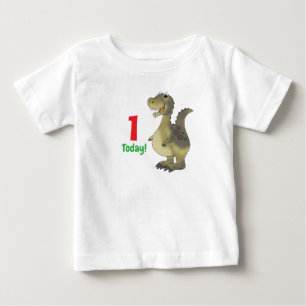 Camiseta Para Bebê Aniversário de Dinossauro de 1 Ano - 1º Aniversári