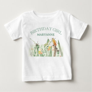 Camiseta Para Bebê Aniversário de inseto Bug infantil aquarela