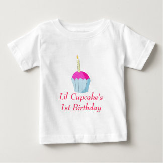 Camiseta Para Bebê Aniversário de Lil Cupcake's1st