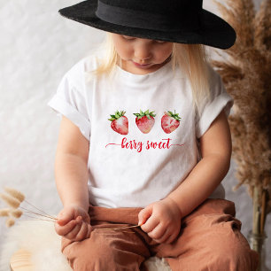 Camiseta Para Bebê Aniversário de Morango Doce de Frutas