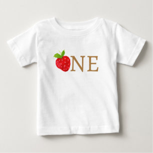 Camiseta Para Bebê Aniversário de Morango Primeiro 1º