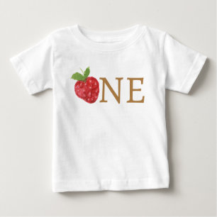 Camiseta Para Bebê Aniversário de Morango Primeiro 1º