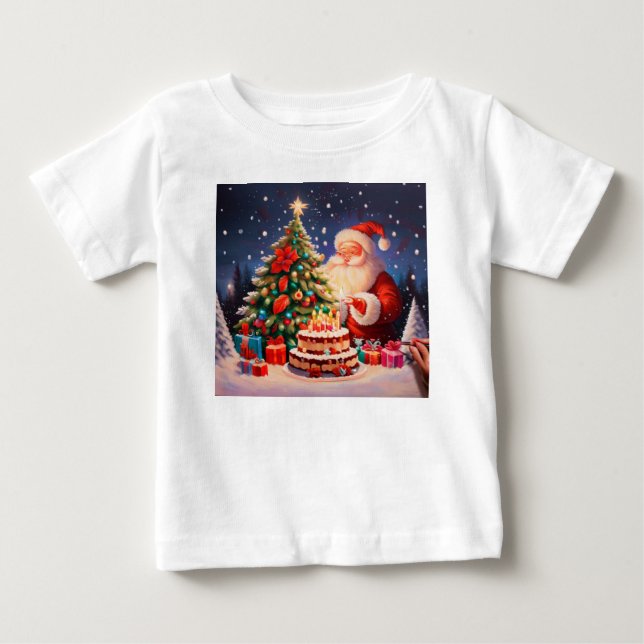 Camiseta Para Bebê Aniversário de Natal 10 (Frente)