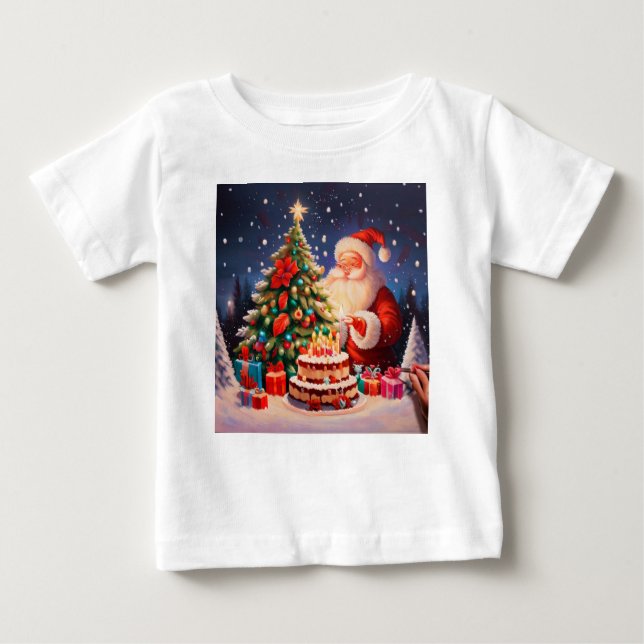 Camiseta Para Bebê Aniversário de Natal 11 (Frente)