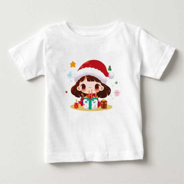 Camiseta Para Bebê Aniversário de Natal 2 (Frente)