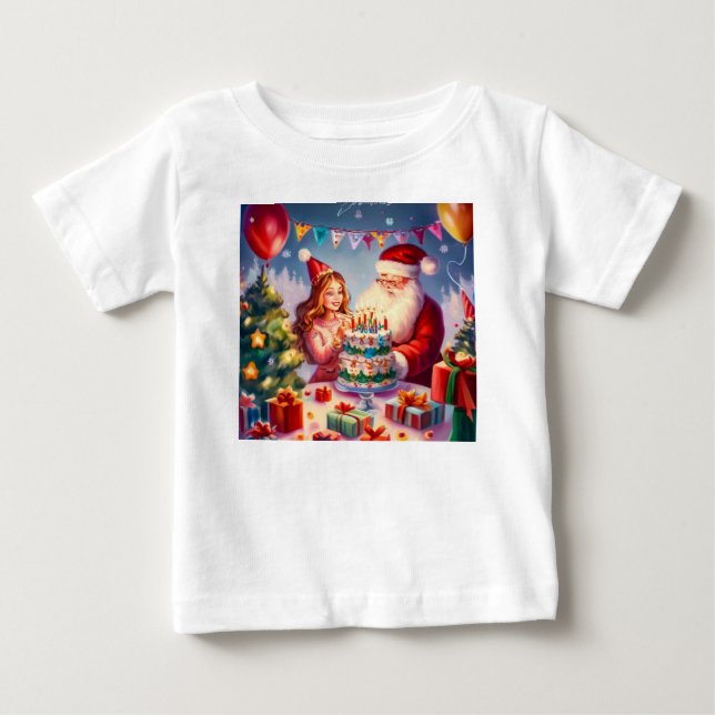 Camiseta Para Bebê Aniversário de Natal 8 (Frente)