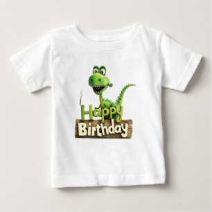 Camiseta Para Bebê Aniversário de Princesa Dinossauro – Placa de Fest