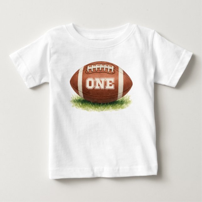 Camiseta Para Bebê Aniversário de um ano com tema de futebol american (Frente)