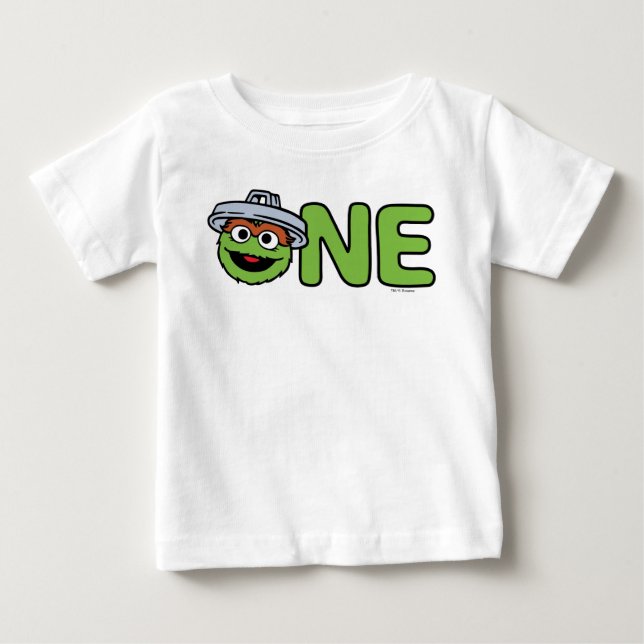 Camiseta Para Bebê Aniversário de um ano do Oscar, o Monstro Maluco (Frente)