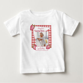 Camiseta Para Bebê Aniversário de um ano Morango Berry