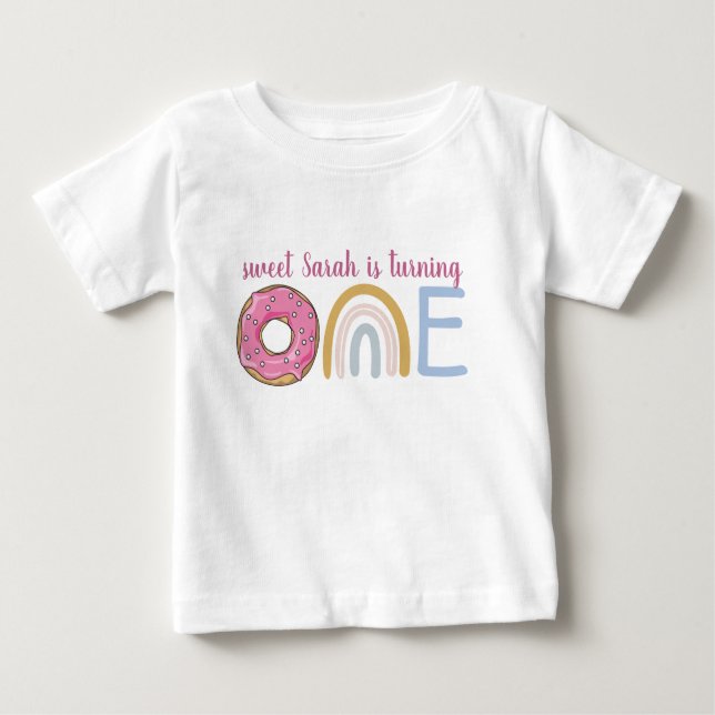 Camiseta Para Bebê Aniversário de um ano personalizado (Frente)
