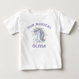 Camiseta Para Bebê Aniversário de Um Pastel Magico Unicórnio