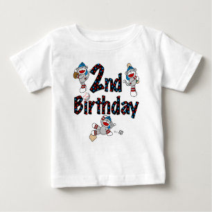 Camiseta Para Bebê Aniversário do basebol do macaco da peúga