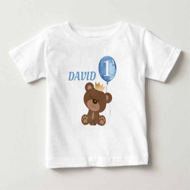 Camiseta Para Bebê Aniversário do Bebê Bonitinho Bonito do Urso Teddy (Frente)