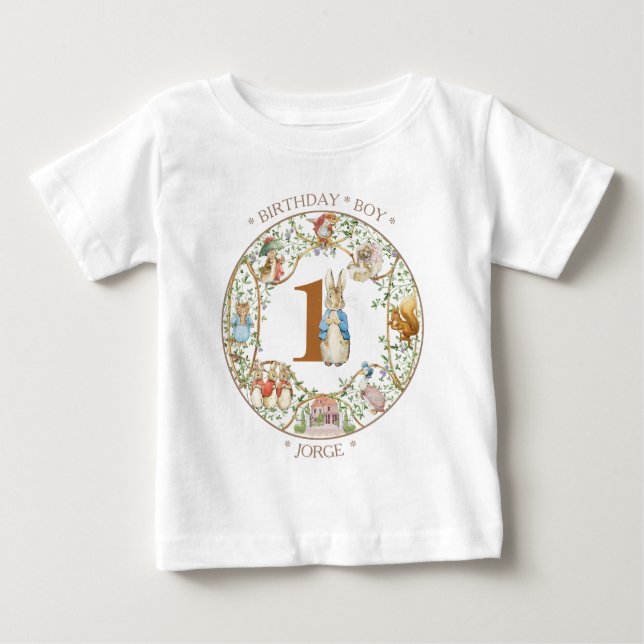 Camiseta Para Bebê Aniversário do Coelho Clássico (Frente)
