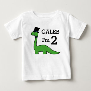 Camiseta Para Bebê Aniversário do Dinossauro Bonito Personalizar Nome