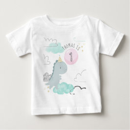 Camiseta Para Bebê Aniversário do Dinossauro Cute Personalizável