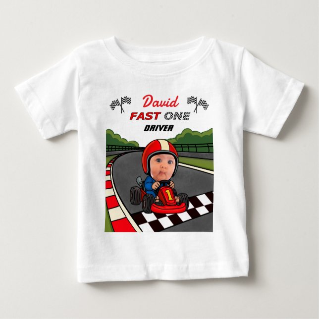 Camiseta Para Bebê Aniversário do Driver Fast One Personalizado (Frente)