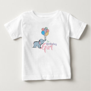 Camiseta Para Bebê Aniversário do Elefante Pastel Bunch dos Balões 