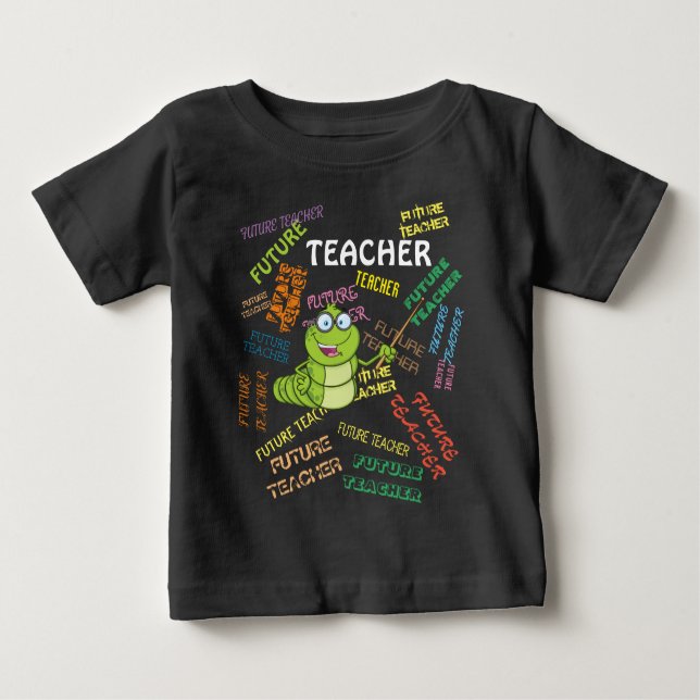 Camiseta Para Bebê Aniversário do Futuro Professor Caterillar (Frente)