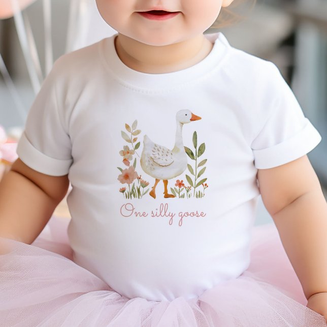 Camiseta Para Bebê Aniversário do Ganso Bobo Rosa (Criador carregado)