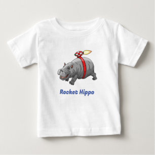Camiseta Para Bebê Aniversário do Hipopótamo Foguete