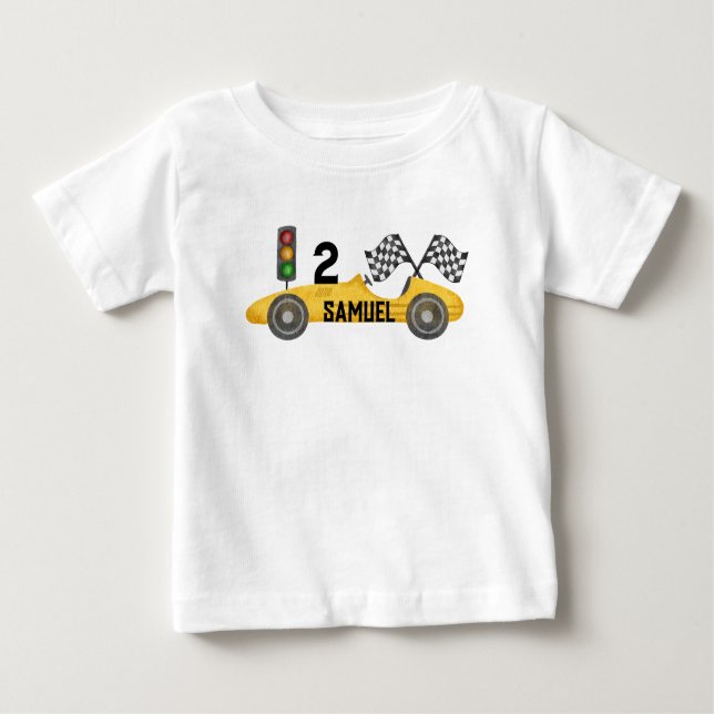 Camiseta Para Bebê Aniversário do Little Racer Personalizado (Frente)