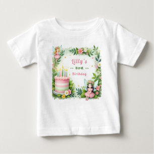 Camiseta Para Bebê Aniversário do Pastel Verde Fairy -