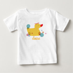 Camiseta Para Bebê Aniversário do Pato Amarelo Bonito